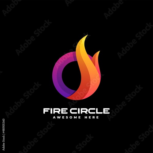 Vector Logo Illustration Fire Circle Gradient Colorful Style.