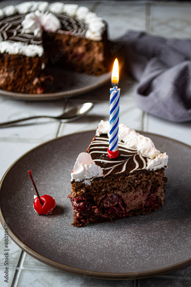 birthday cake with candles Stock Photo | Adobe Stock