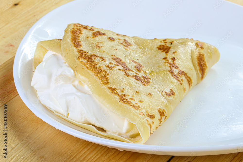 Tasty Pancake with sour cream