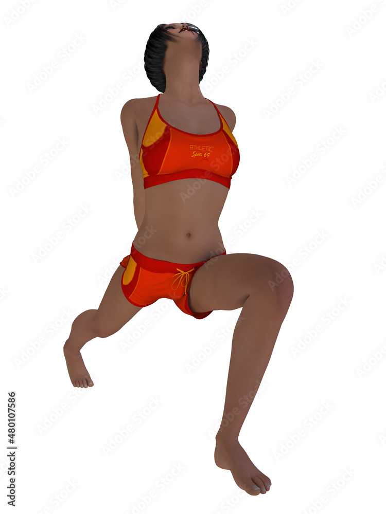 3d illustration of a woman doing gymnastics in gymnastics outfit 3d illustration of a woman doing gymnastics in gymnastics outfit
