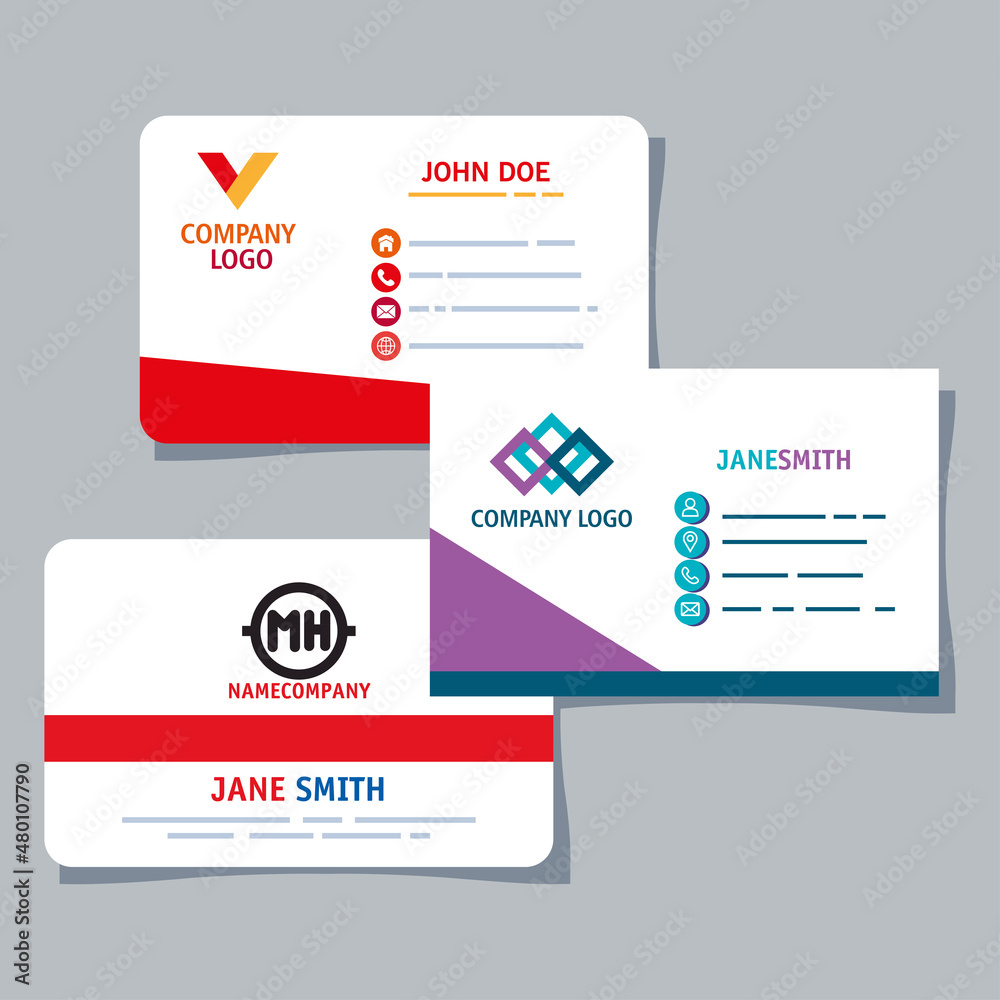 white business cards three styles