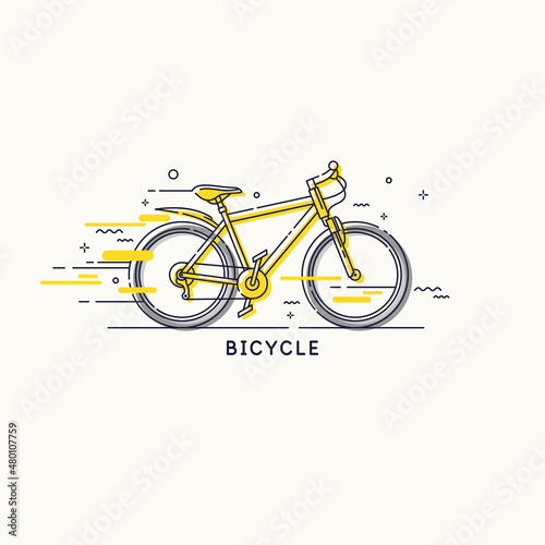 Illustration of a bicycle. Drawing of a mechanical vehicle.