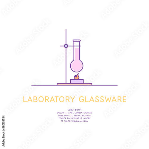 The icon of laboratory utensils. Graphic image on a light background. Devices for science classes.