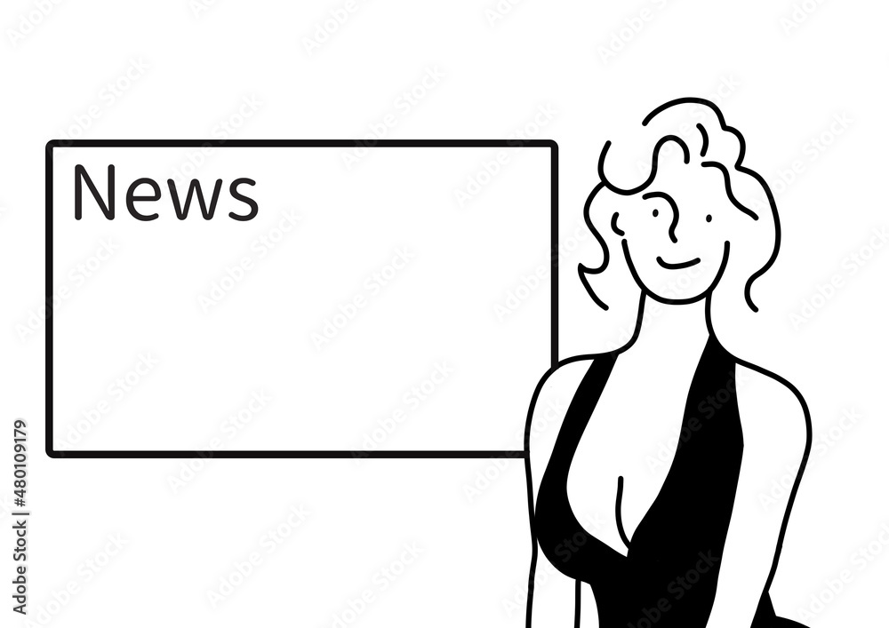 ニュースを提供する女性アナウンサー。 ニュースを提供する女性アナウンサー。