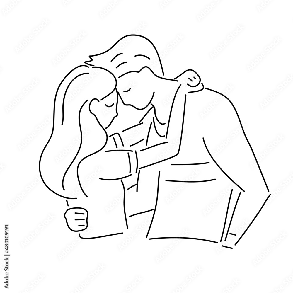 Couple in love, hand draw doodle cartoon vector illustration for valentine's day concept. Couple in love, hand draw doodle cartoon vector illustration for valentine's day concept.
