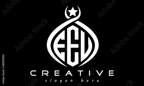 EEU three letters monogram curved oval initial logo design, geometric minimalist modern business shape creative logo, vector template photo