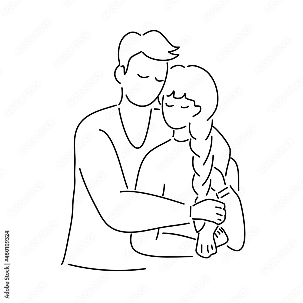 Couple in love, hand draw doodle cartoon vector illustration for valentine's day concept. Couple in love, hand draw doodle cartoon vector illustration for valentine's day concept.