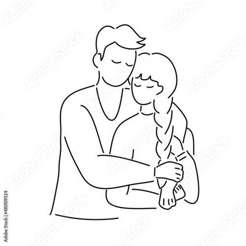 Couple in love, hand draw doodle cartoon vector illustration for valentine's day concept.