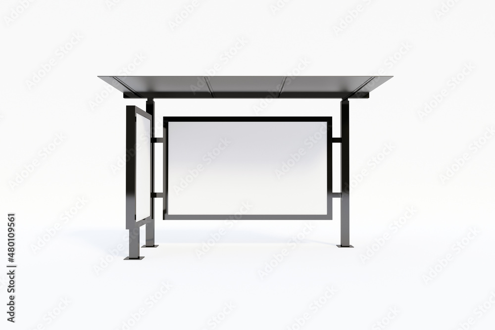 Bus Stop Bus Shelter Mockup with white Background 3D Rendering Bus Stop Bus Shelter Mockup with white Background 3D Rendering