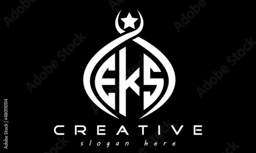 EKS three letters monogram curved oval initial logo design, geometric minimalist modern business shape creative logo, vector template photo