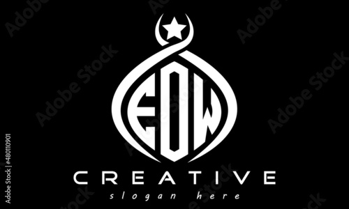 EOW three letters monogram curved oval initial logo design, geometric minimalist modern business shape creative logo, vector template photo