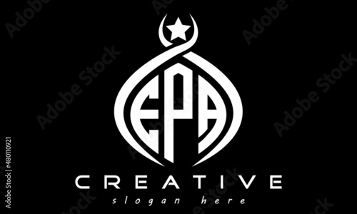 EPA three letters monogram curved oval initial logo design, geometric minimalist modern business shape creative logo, vector template