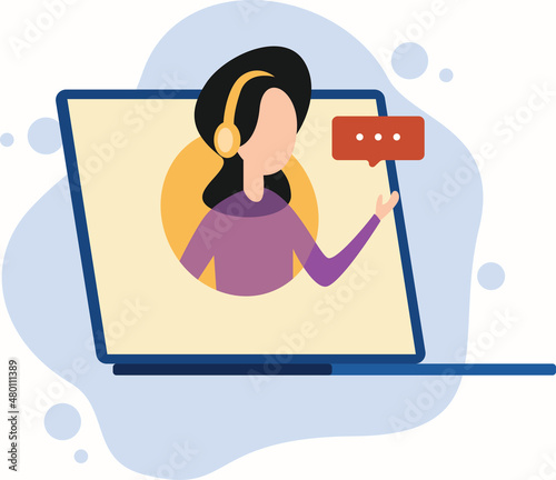 Customer service. Call center. Supporter flat design concept.