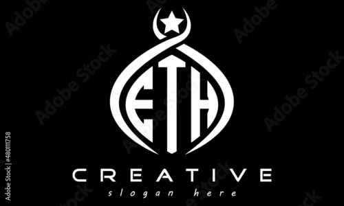 ETH three letters monogram curved oval initial logo design, geometric minimalist modern business shape creative logo, vector template