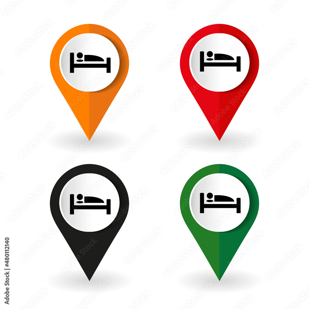Map marker with icon of a hotel vector illustration Map marker with icon of a hotel vector illustration