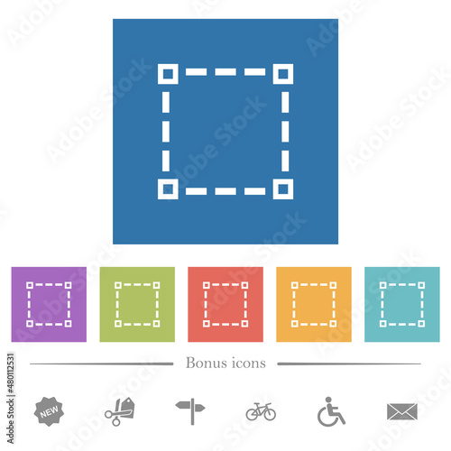 Selection tool outline flat white icons in square backgrounds