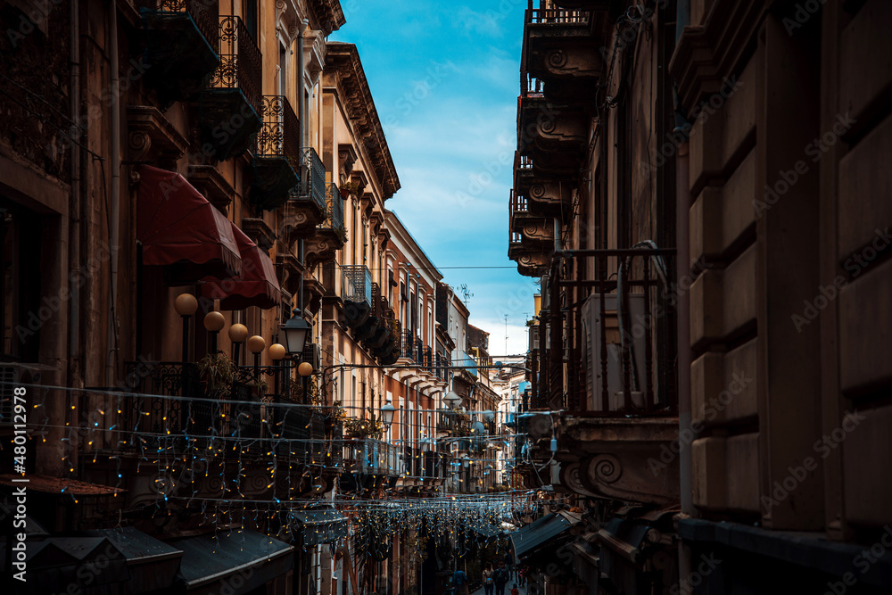 Street view of Catania city, Italy