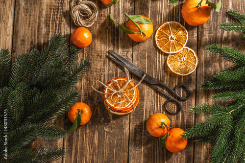 Dry oranges slices snack. Dried citrus fruits for Christmas Decorations