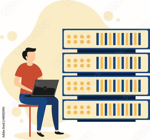 Big data analytics flat modern design.