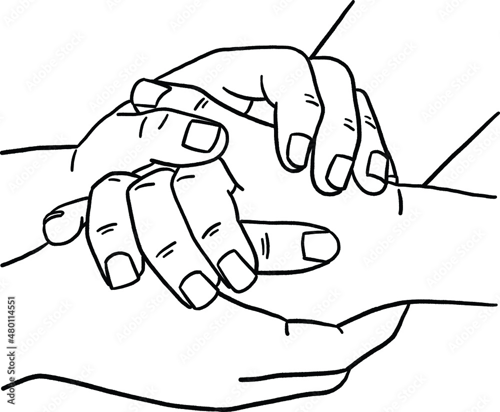 Hand holding Support gesture People helping hand Hand drawn line art