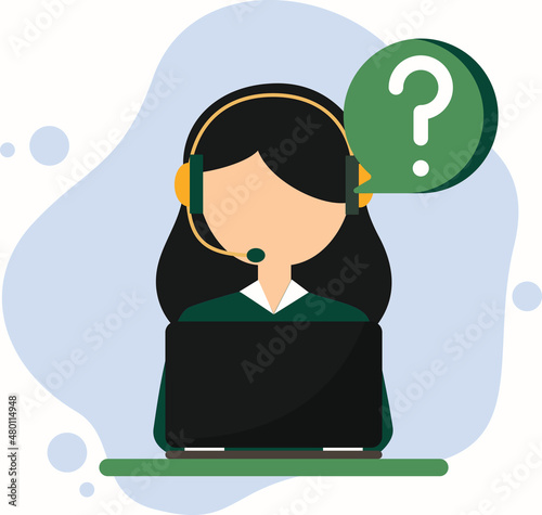 Modern call center design in flat style.