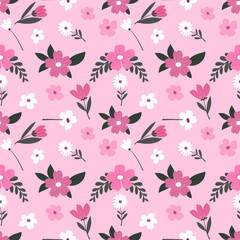 Rideaux Rose clair patrons seamless pattern with floral.   © Kanchanaporn