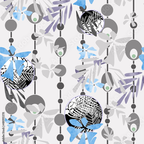 Seamless abstract modern floral ornamental pattern