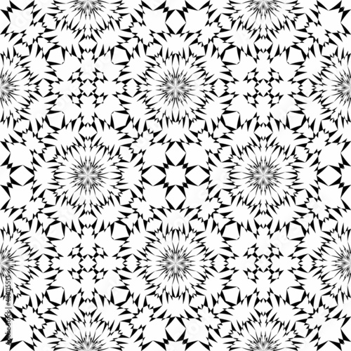Fototapeta Naklejka Na Ścianę i Meble -  Geometric seamless pattern, ornament, abstract black and white background, vector decorative texture.