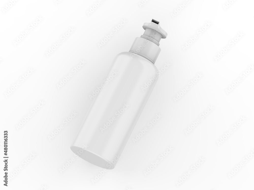 Blank plastic bottle with pump dispenser for branding, Cosmetic bottle with pump mockup on isolated white background, 3d render illustration Blank plastic bottle with pump dispenser for branding, Cosmetic bottle with pump mockup on isolated white background, 3d render illustration