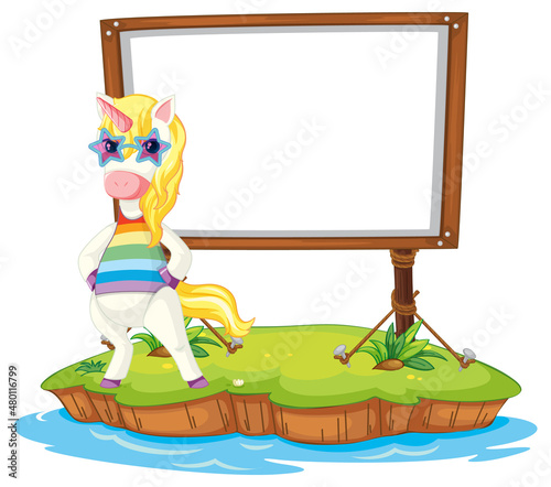 Fantasy unicorn with empty board