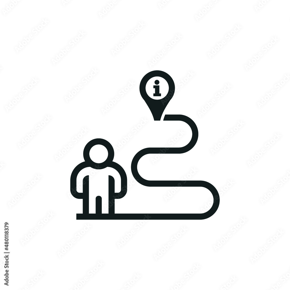 People on Route map information icon isolated of flat style design on white background