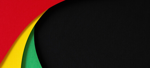 Abstract geometric black, red, yellow, green color background. Black History Month color background with copy space for text