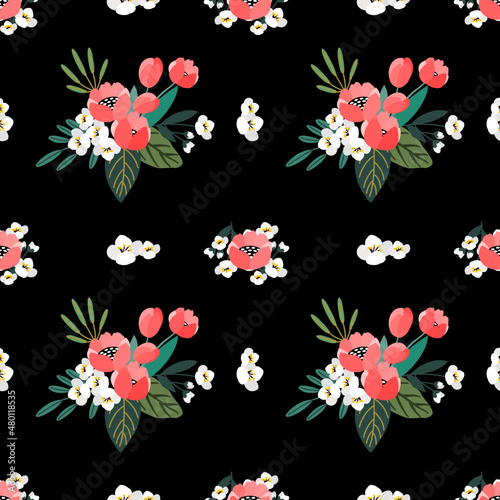 Wallpaper Mural seamless pattern with flowers Torontodigital.ca
