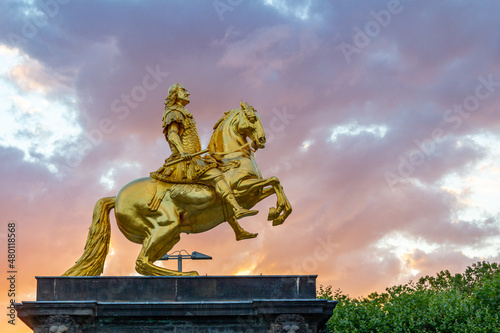 Der Goldene Reiter als Wahrzeichen der Stadt Dresden. photo