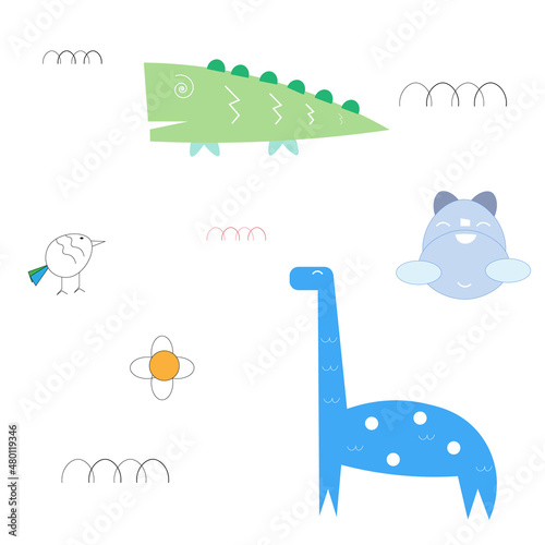 Cut animal seamless pattern.Vector illustration.