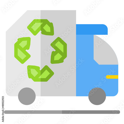 Garbage Truck Recycle flat icon