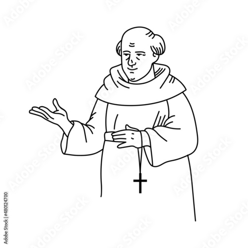 vector illustration monk believer catholic faith god cross