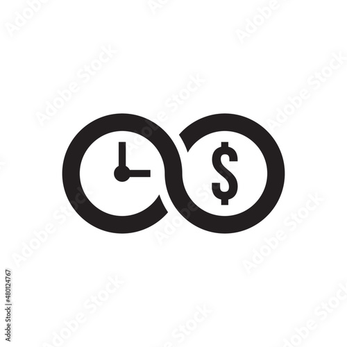 Infinity income, Passive income, time is money, earning concept icon isolated on white background.