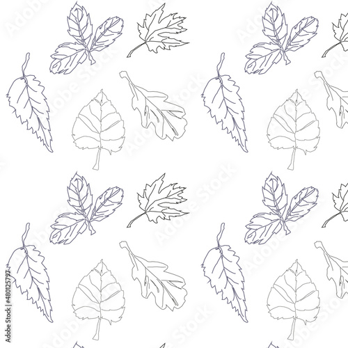 Leaves drawn by hand, on a white background.3d © Марина Блазаренко