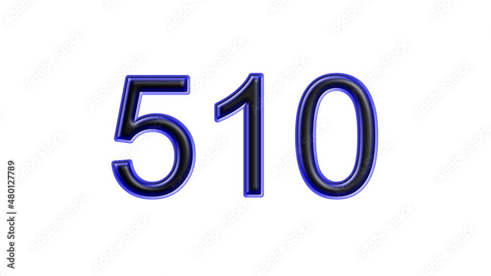 blue 510 number 3d effect white background blue 510 number 3d effect white background