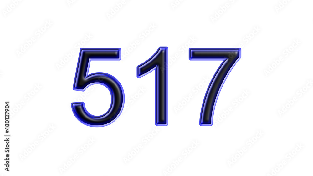 blue 517 number 3d effect white background