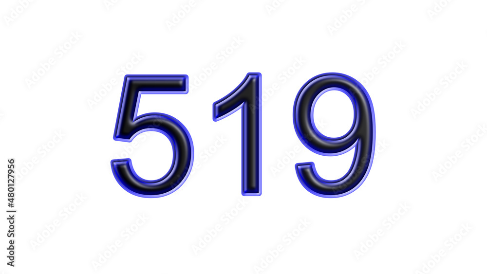 blue 519 number 3d effect white background blue 519 number 3d effect white background