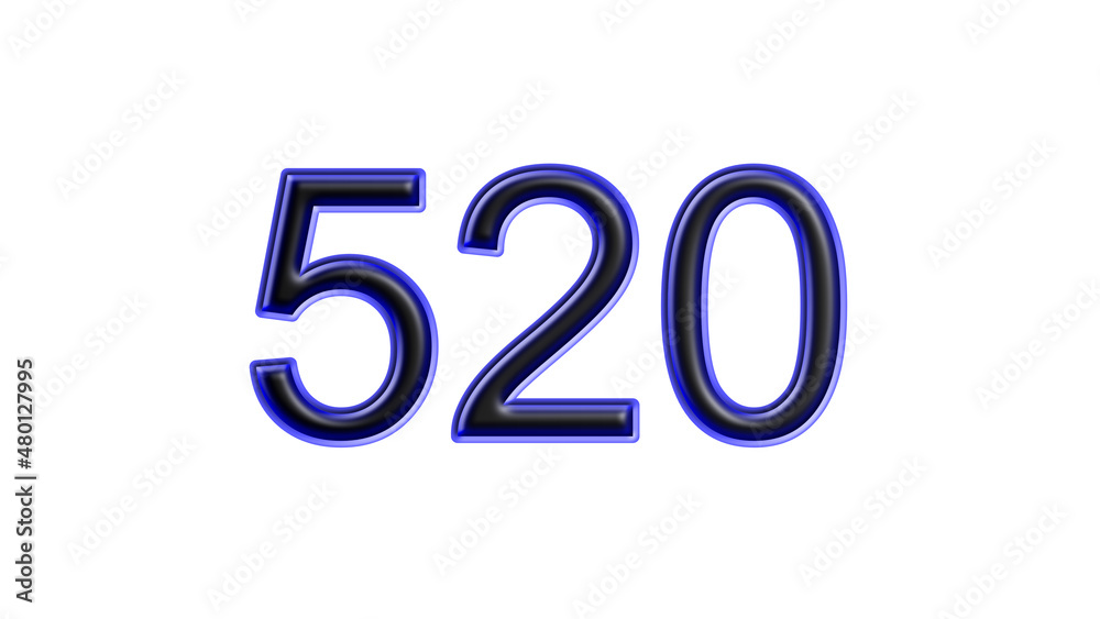 blue 520 number 3d effect white background blue 520 number 3d effect white background