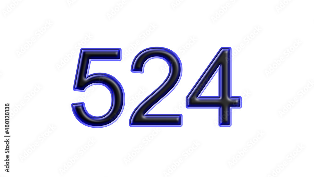 blue 524 number 3d effect white background blue 524 number 3d effect white background