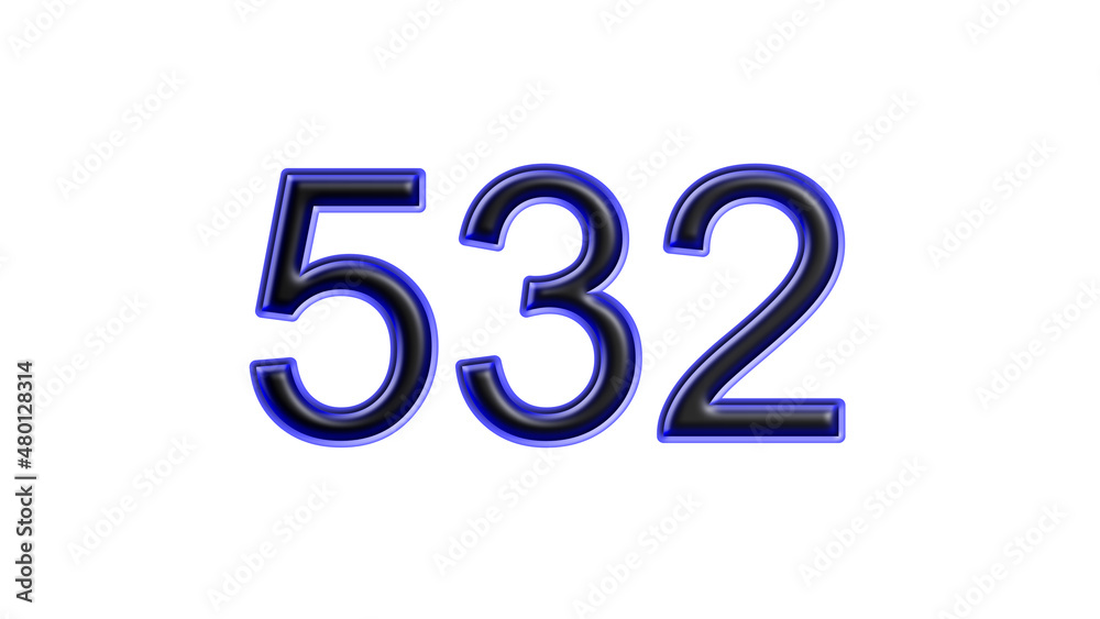 blue 532 number 3d effect white background blue 532 number 3d effect white background
