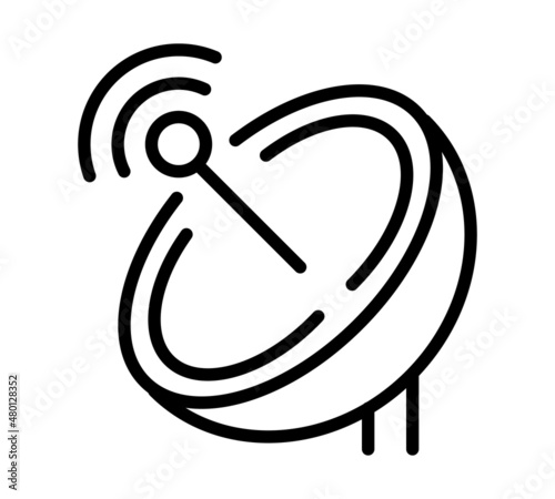 Space scanner radio antenna flat icon. Pictogram for web. Line stroke. Reciever isolated on white background. Vector eps10