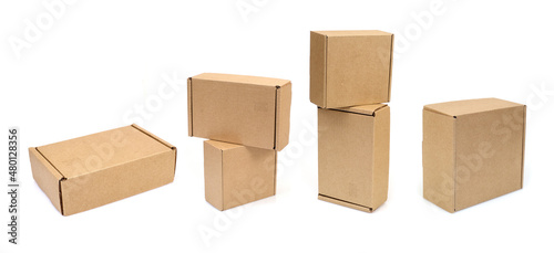 Two craft boxes isolated on white background © Elena