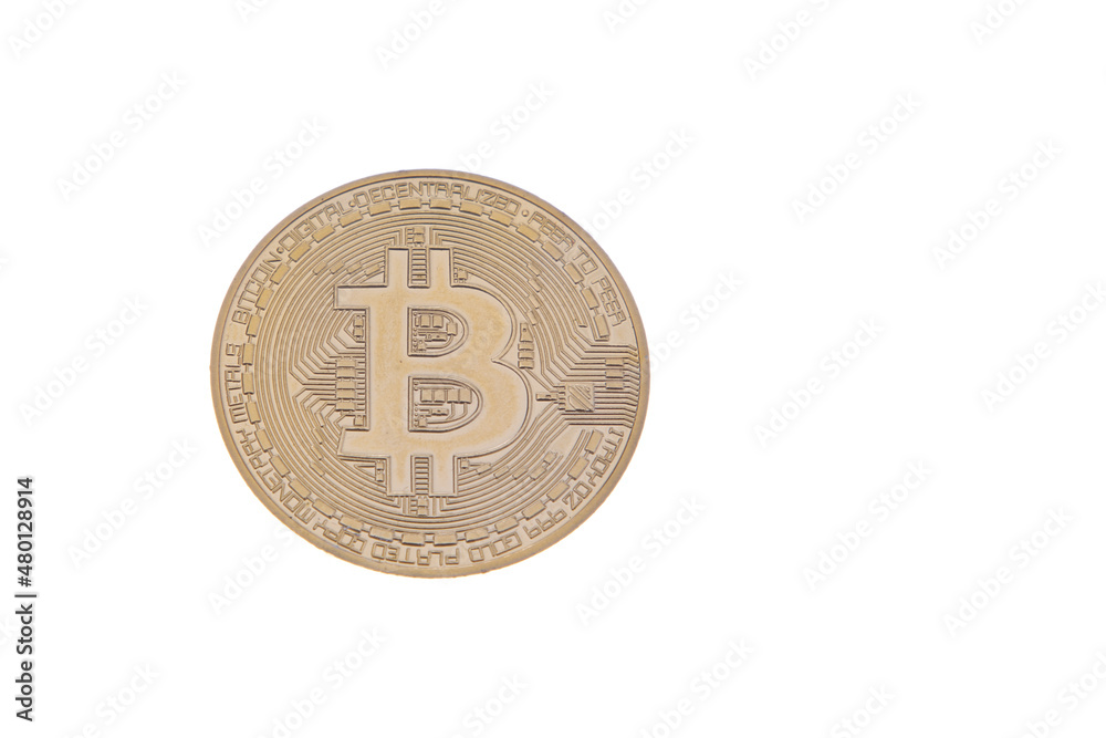 Bitcoin golden bitcoins on white background cryptocurrency network concept Bitcoin golden bitcoins on white background cryptocurrency network concept