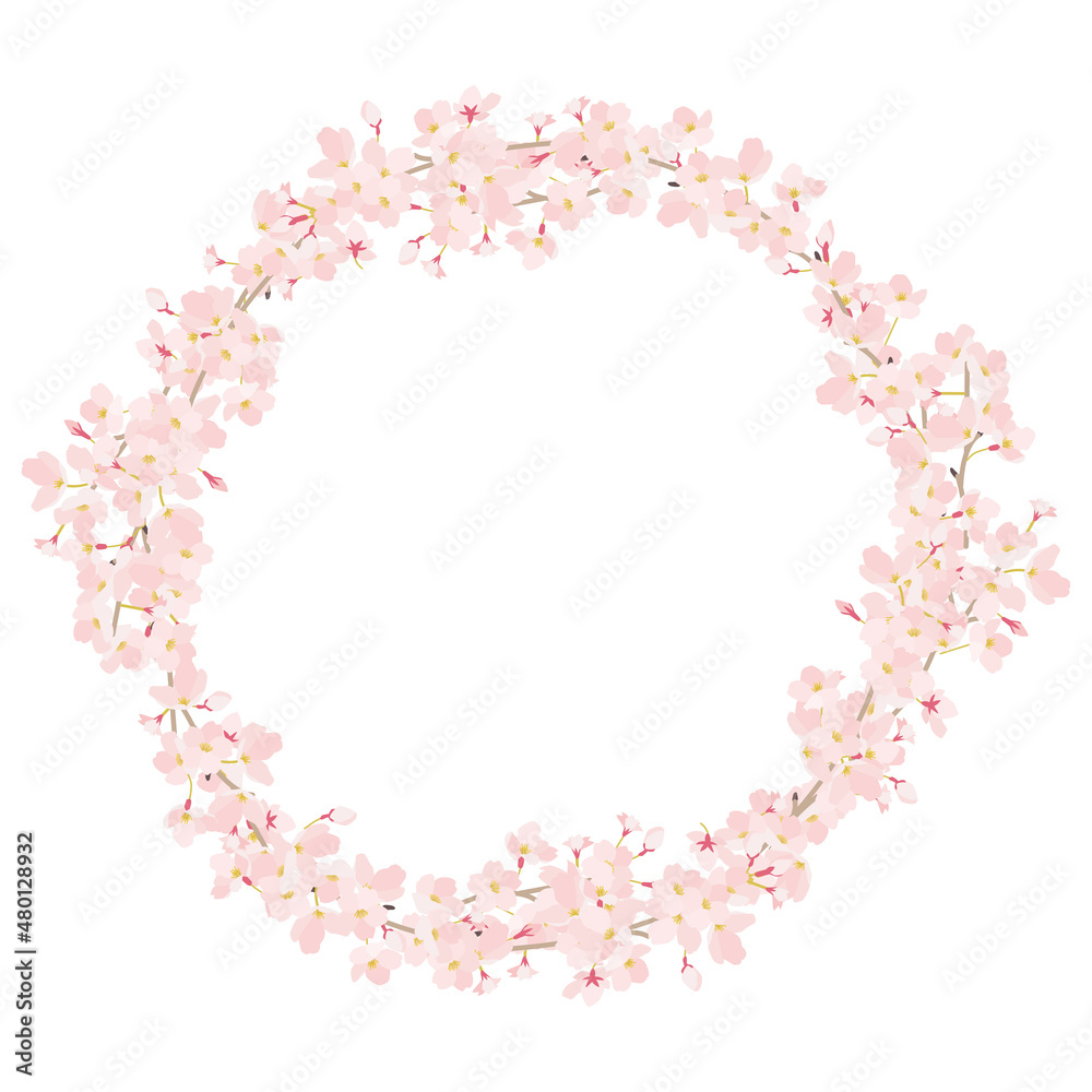 桜　丸型　花カンムリ　フレーム
