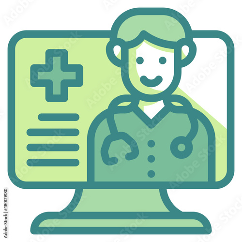 telemedicine blue line icon